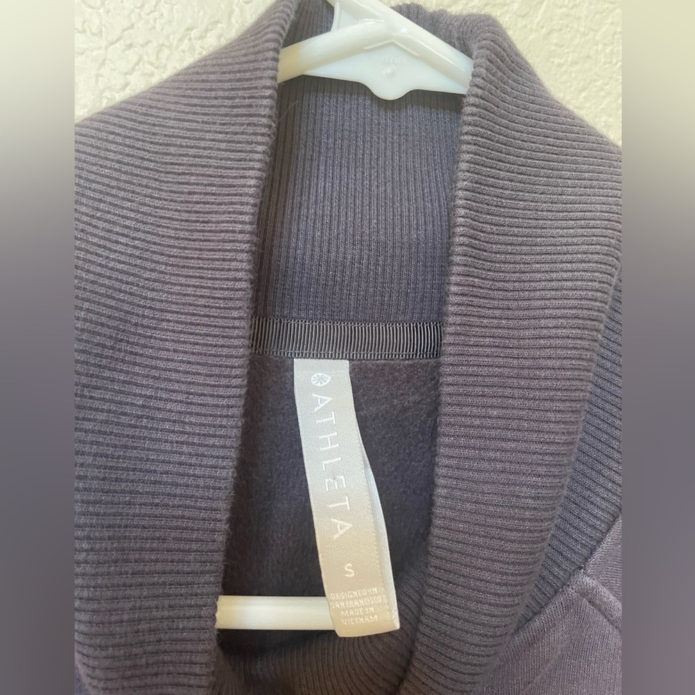 ATHLETA Cozy Karma Purple Side Zip Funnel Neck Mock Neck Sweatshirt Sz Small S - Picture 6 of 13